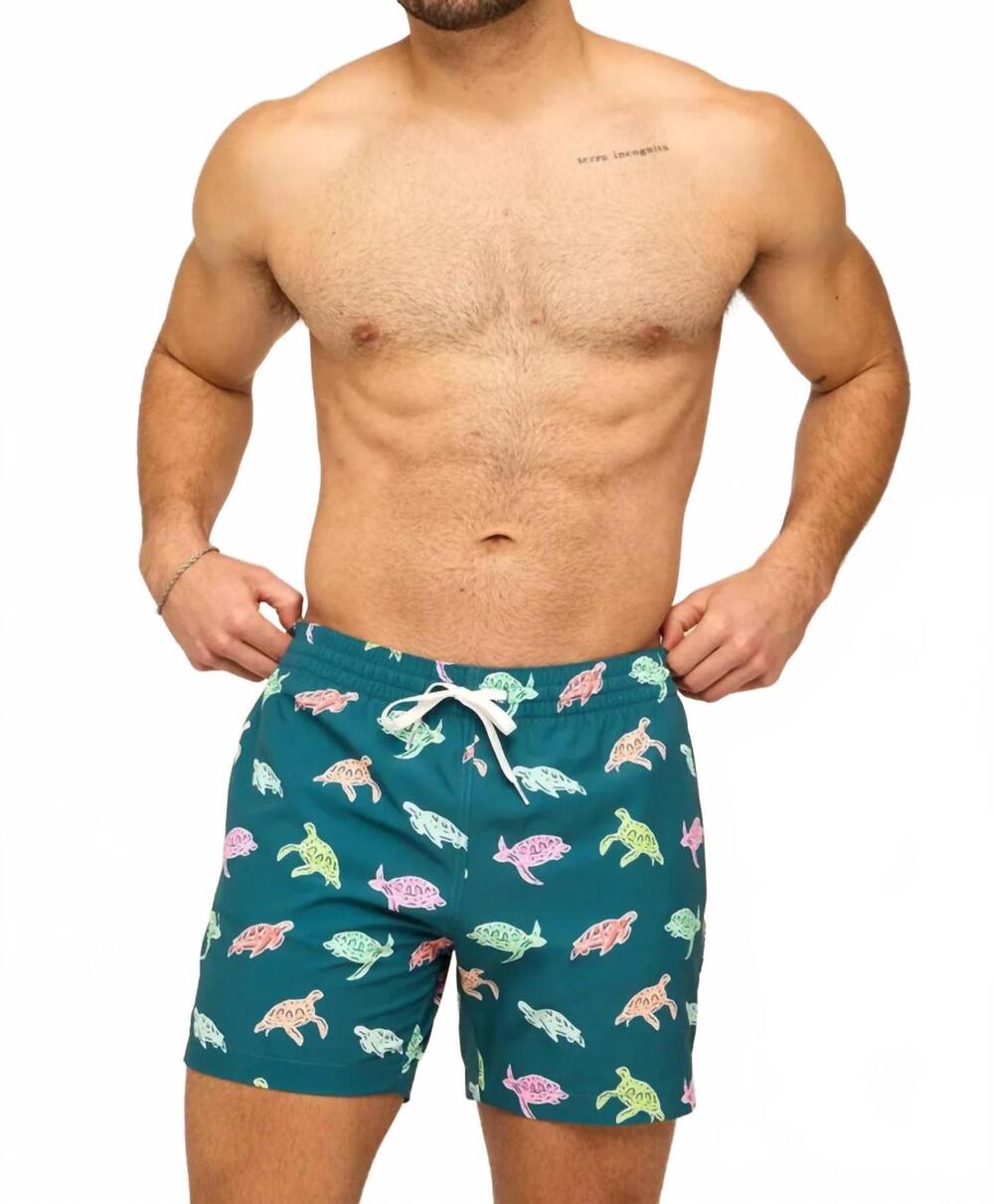 NEW CHUBBIES turtally awesomes classic swim trunks in dark teal